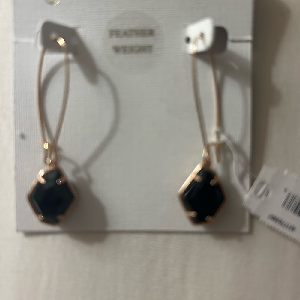 Elegant Black and Gold Hexagon Earrings